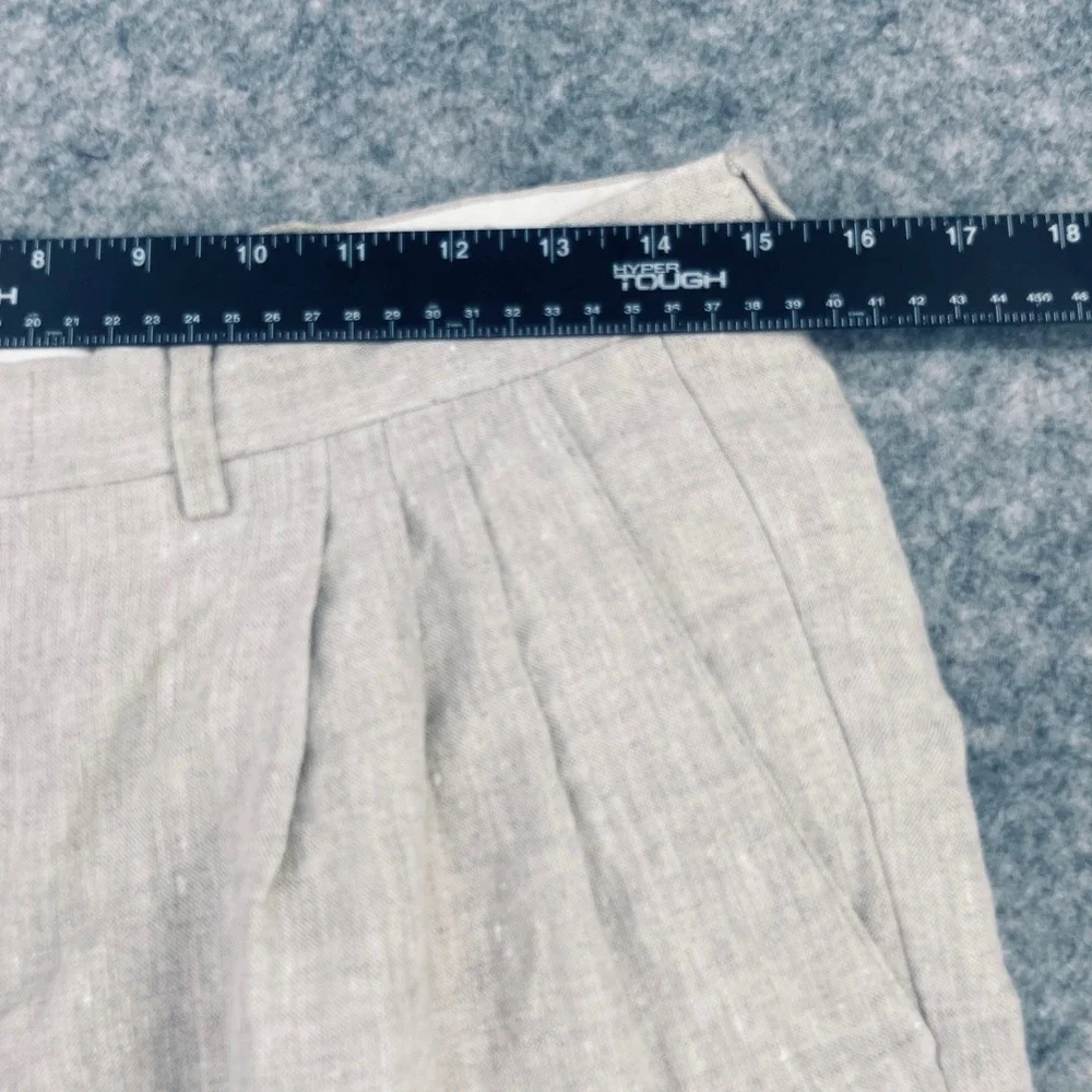 Baxter Sport Trousers Men 32x32 Brown 100% Linen Pleated Wide leg Fit 30x28 Pant